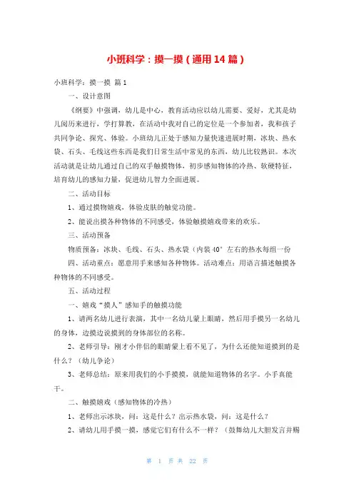 小班科学：摸一摸(通用14篇)