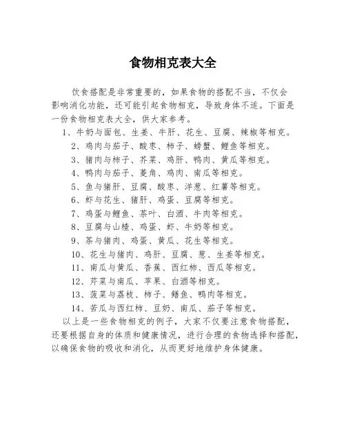 食物相克表大全