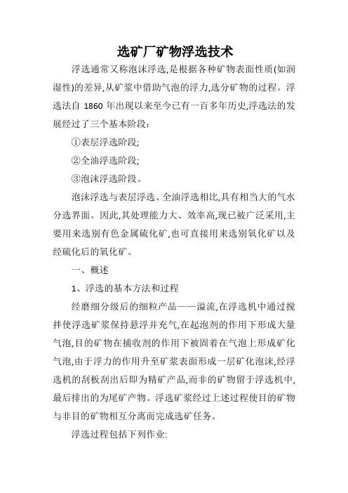 选矿厂矿物浮选技术(选矿系列2)