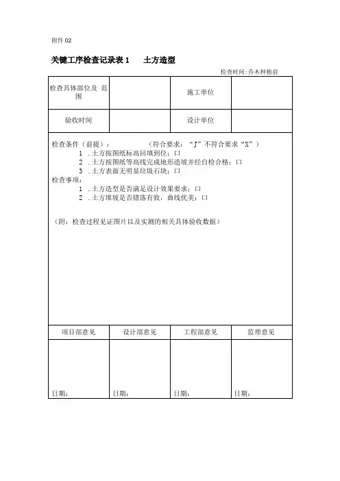 关键工序检查记录表