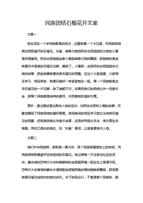 民族团结石榴花开文案