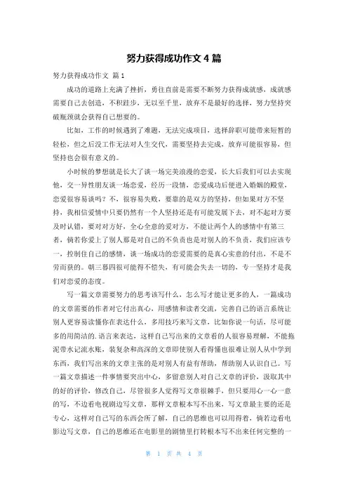 努力获得成功作文4篇