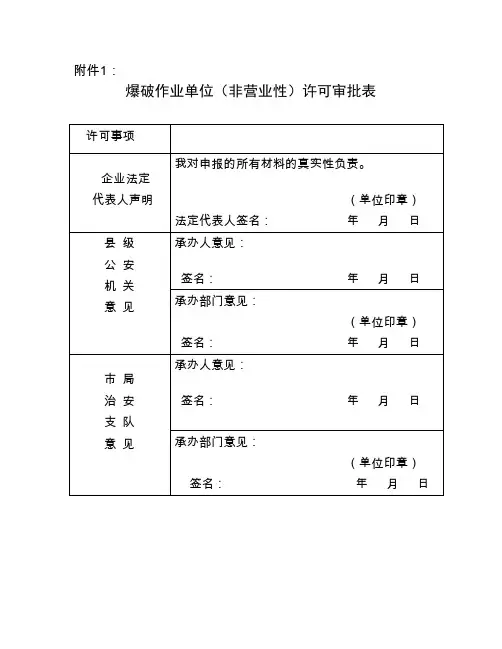 申请爆破作业许可证所需资料