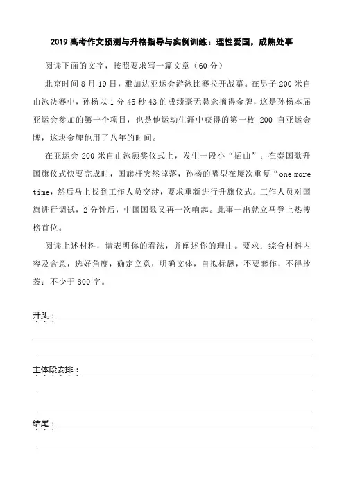 2019高考作文预测与升格指导与实例训练：理性爱国,成熟处事