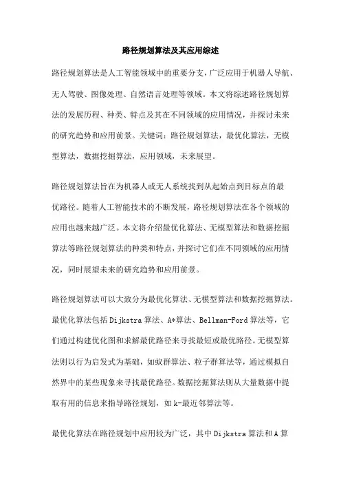 路径规划算法及其应用综述
