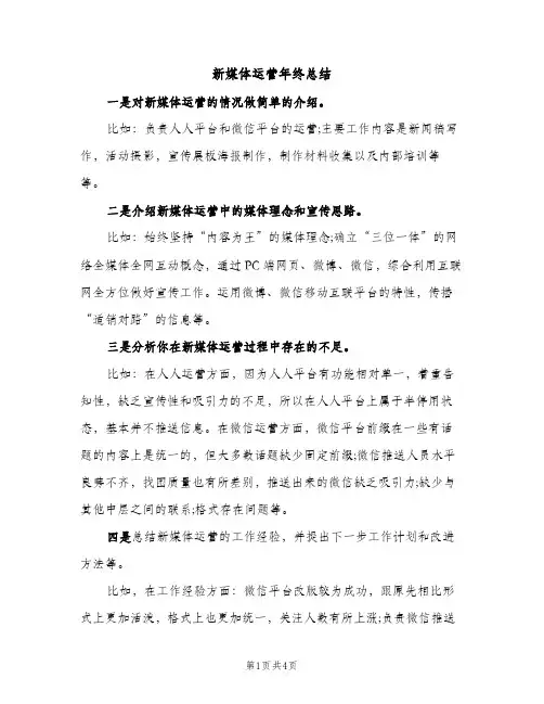 新媒体运营年终总结（2篇）