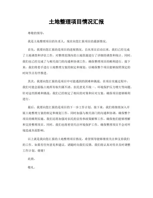 土地整理项目情况汇报
