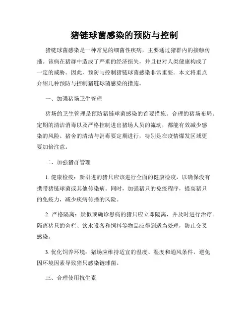 猪链球菌感染的预防与控制