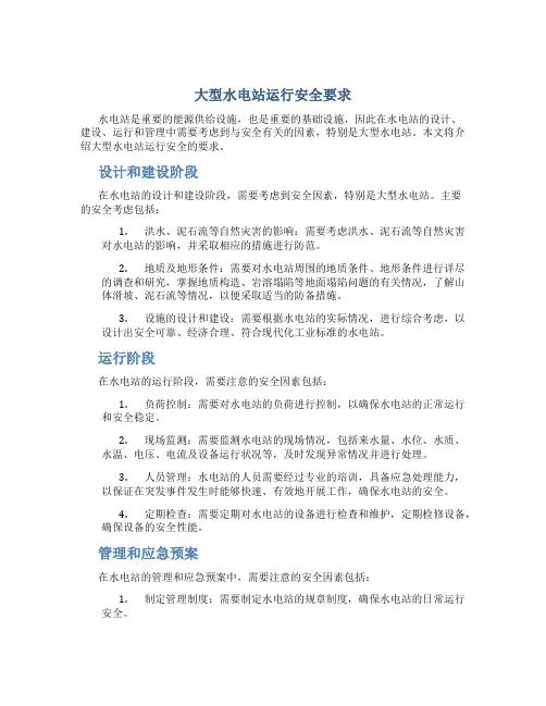 大型水电站运行安全要求