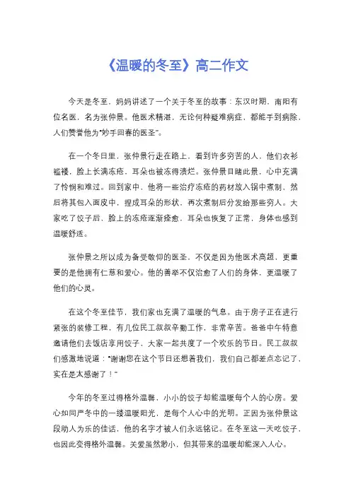 《温暖的冬至》高二作文