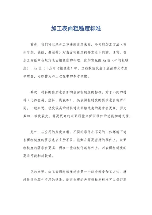 加工表面粗糙度标准