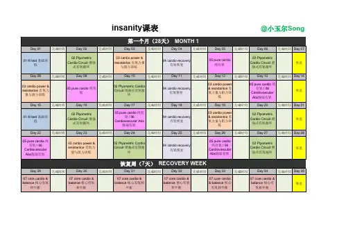 9周63天健身中英文对照计划表
