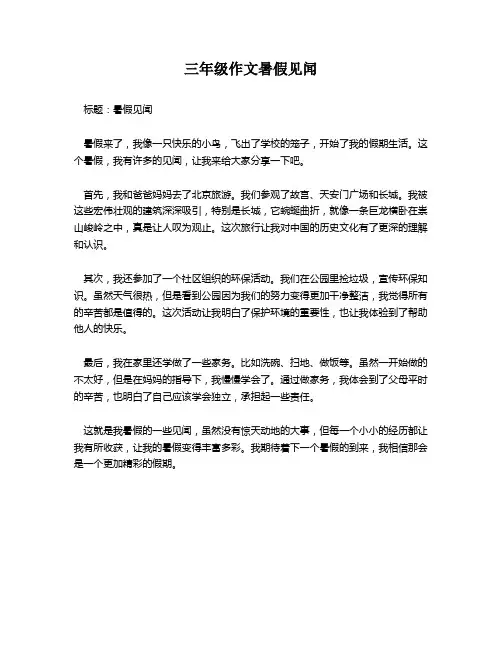 三年级作文暑假见闻