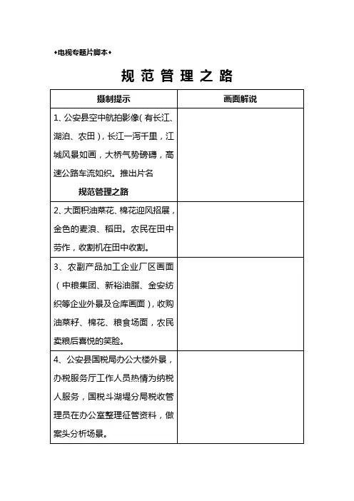电视专题片脚本