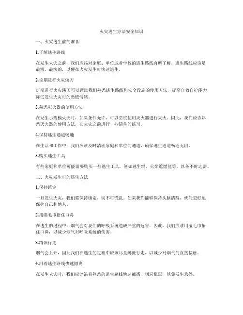 火灾逃生方法安全知识