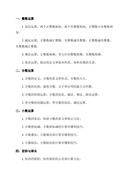 小学六年级数学必备知识点整理