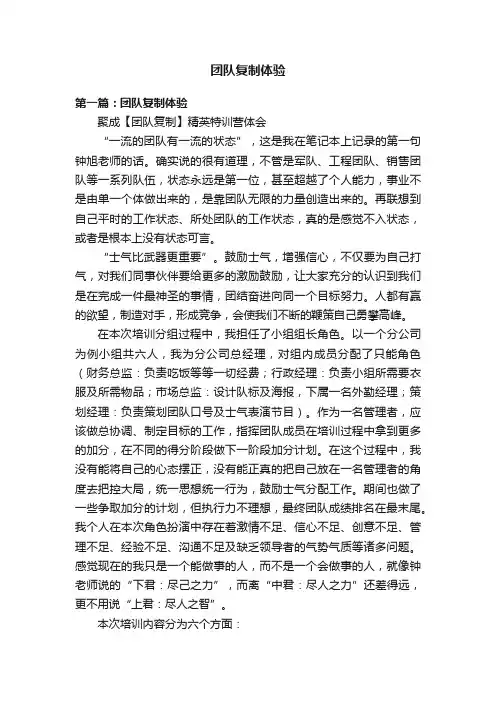 团队复制体验