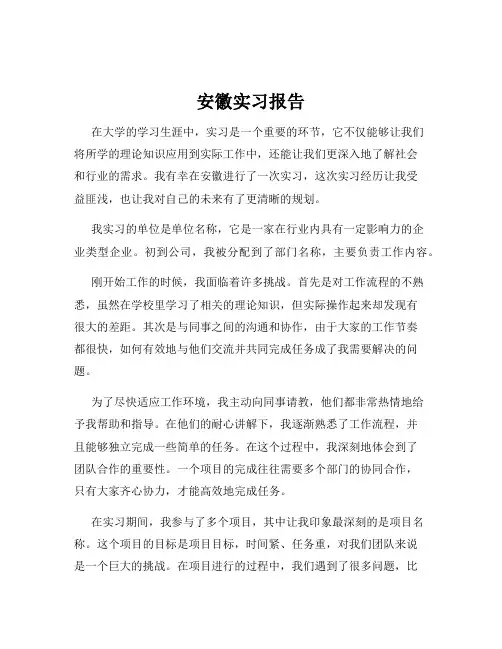 安徽实习报告