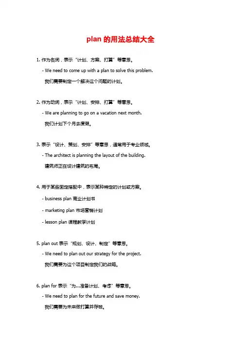 plan的用法总结大全