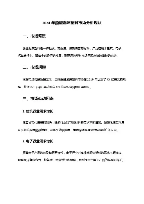 2024年酚醛泡沫塑料市场分析现状