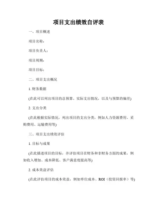 项目支出绩效自评表