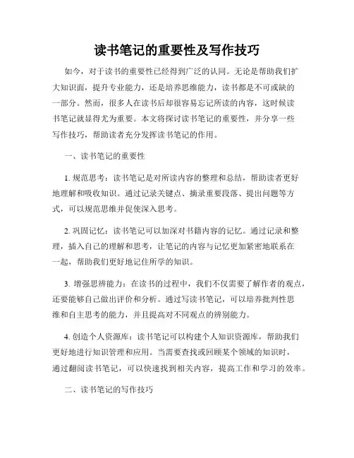 读书笔记的重要性及写作技巧