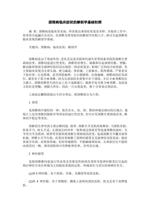 颈椎病临床症状的解剖学基础初探