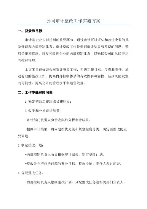 公司审计整改工作实施方案