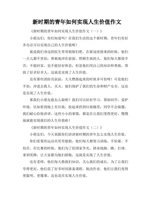 新时期的青年如何实现人生价值作文