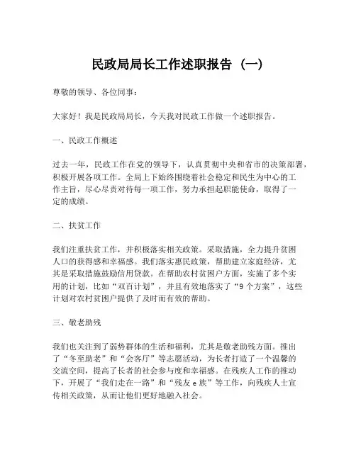 民政局局长工作述职报告 (一)