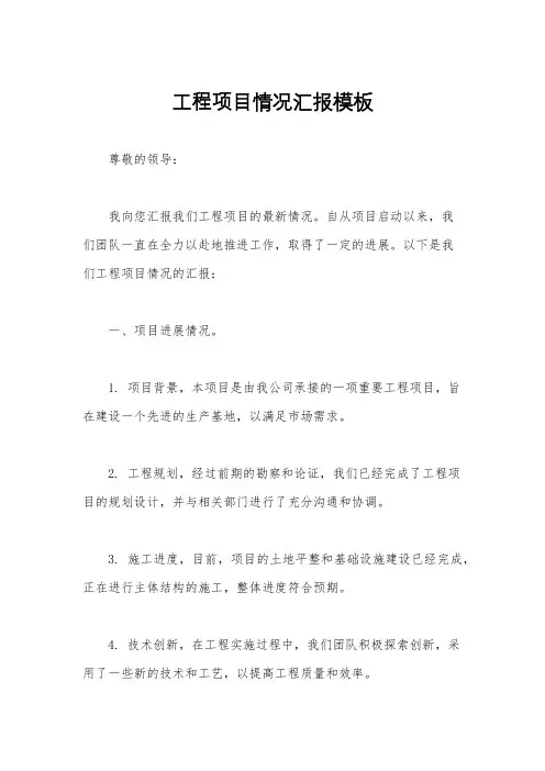 工程项目情况汇报模板