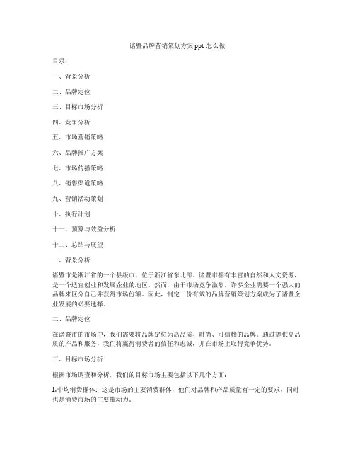 诸暨品牌营销策划方案ppt怎么做