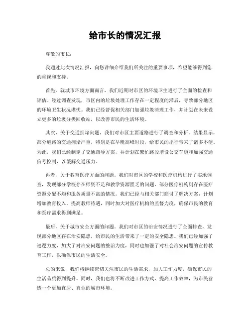 给市长的情况汇报