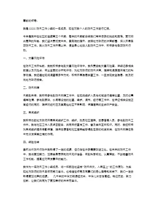 防汛个人述职报告