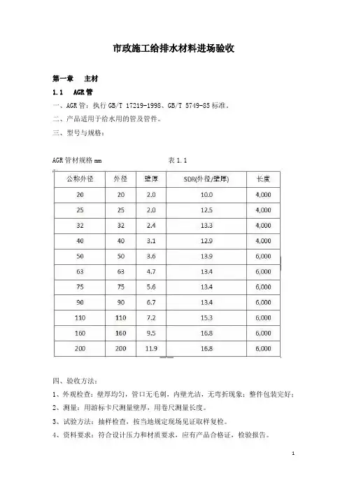 市政施工给排水材料进场验收