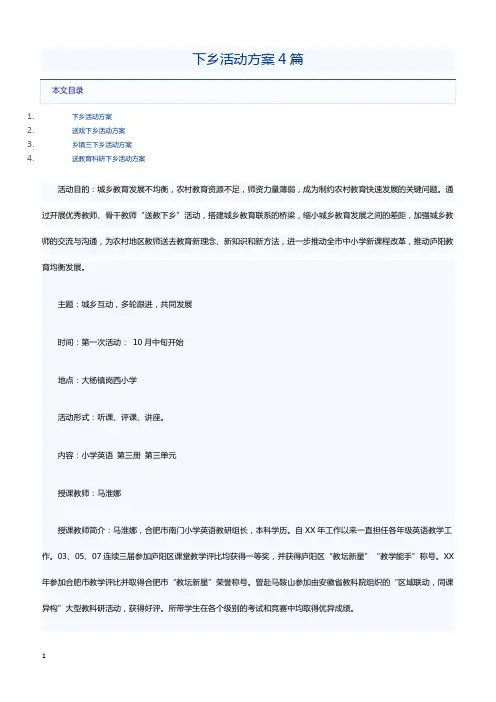 下乡活动方案4篇