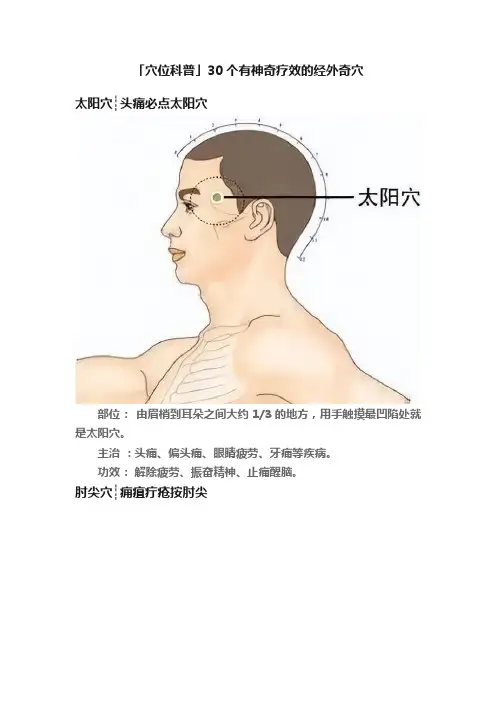 「穴位科普」30个有神奇疗效的经外奇穴