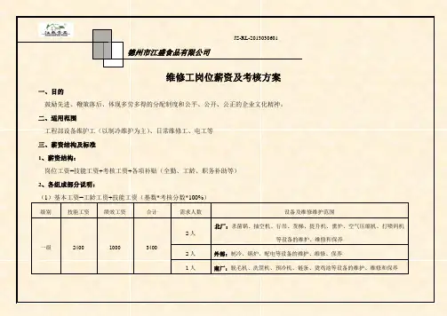 维修工薪资方案(修改)