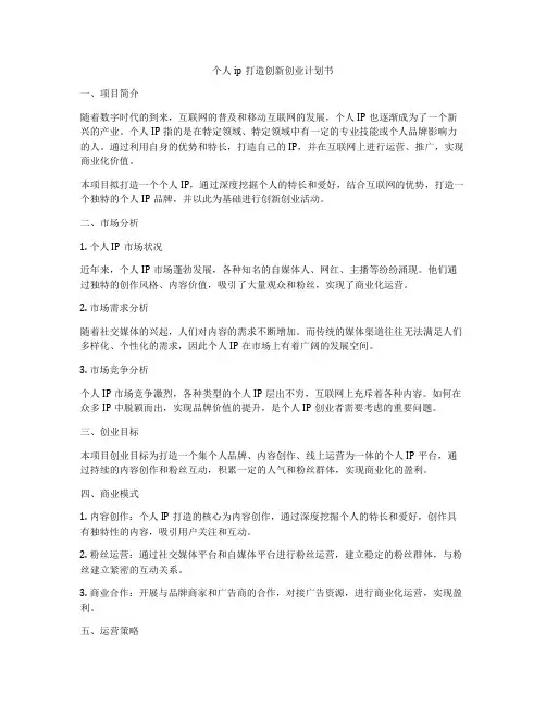 个人ip打造创新创业计划书