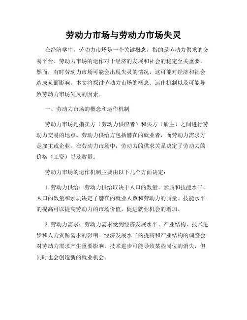 劳动力市场与劳动力市场失灵