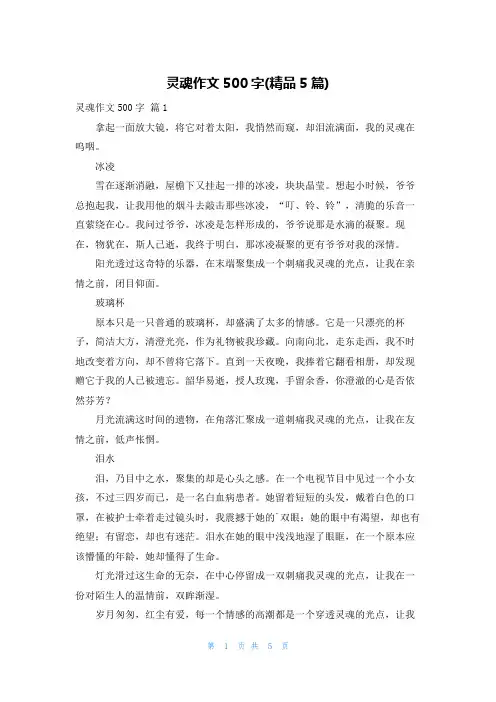 灵魂作文500字(精品5篇)