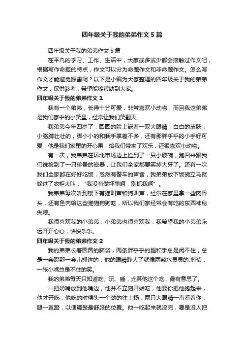 四年级关于我的弟弟作文5篇