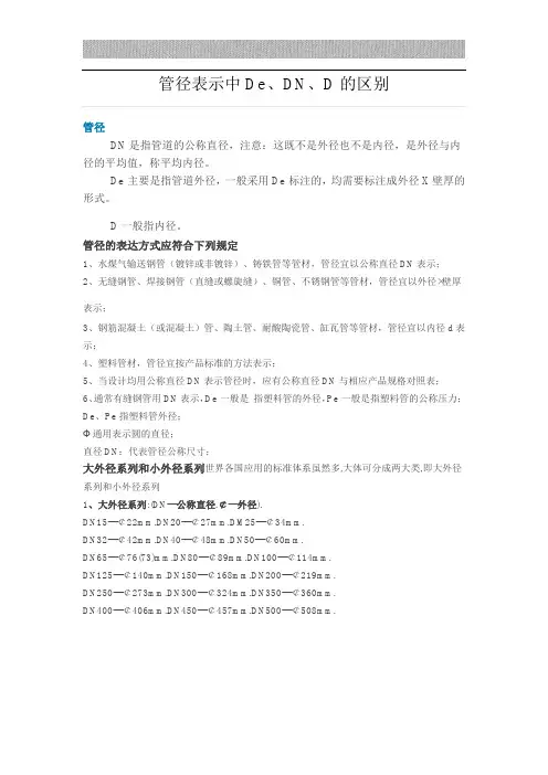 管径表示中De、DN、D的区别