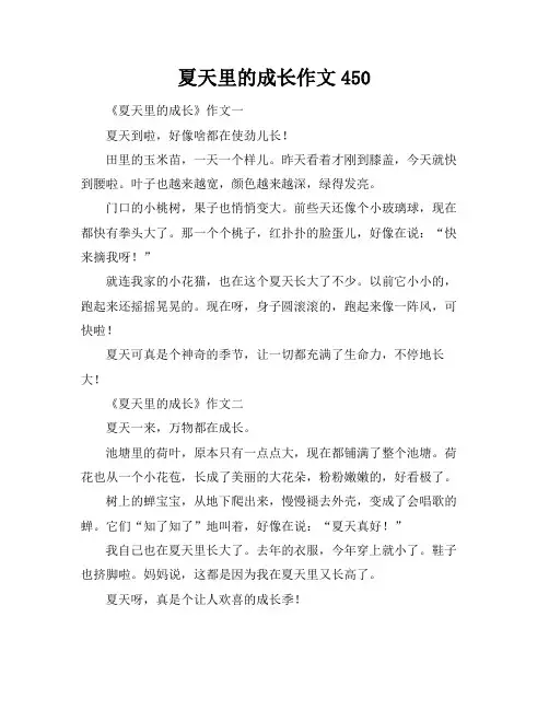 夏天里的成长作文450