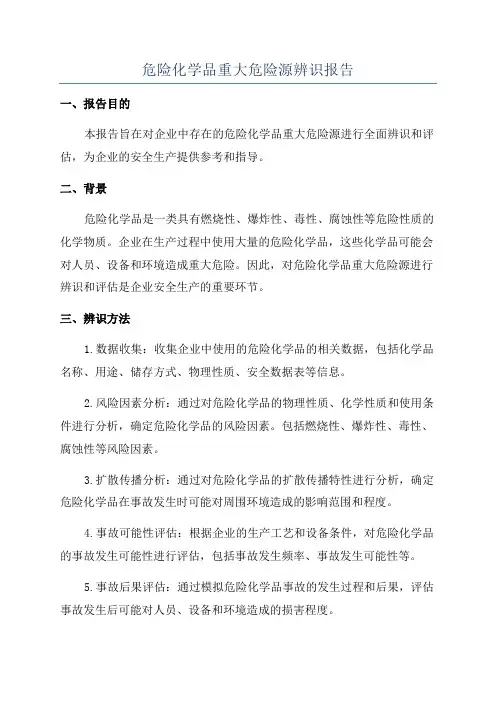 危险化学品重大危险源辨识报告