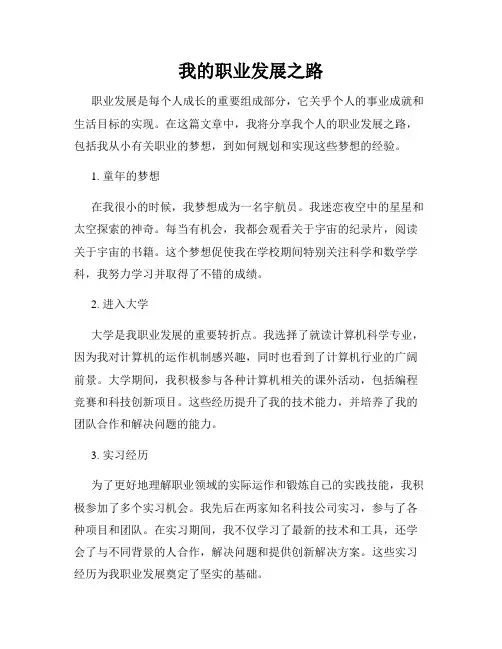 我的职业发展之路