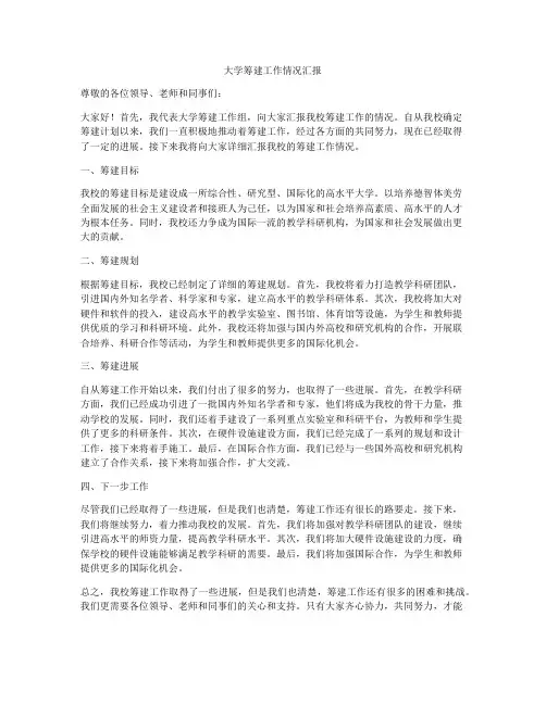 大学筹建工作情况汇报