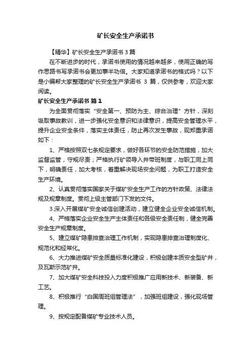 矿长安全生产承诺书