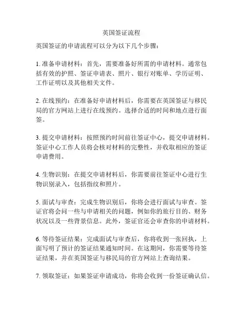 英国签证流程