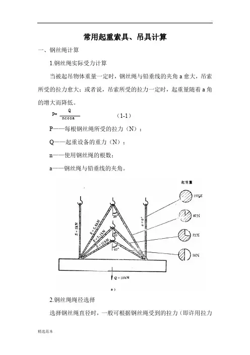 吊装作业钢丝绳选用计算书